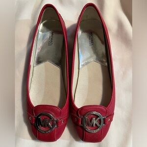 Michael Kors Red Leather Flats Size 9M